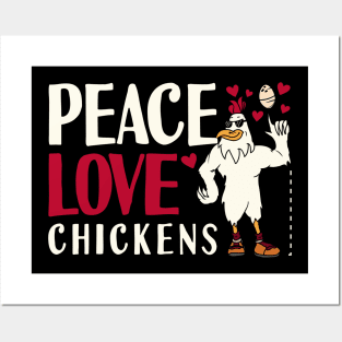 Rooster Peace Love Chickens Posters and Art